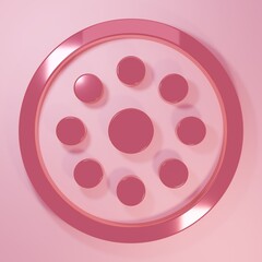 Pink Sewing button for clothes icon isolated on pink background. Clothing button. Minimalism concept. 3D render illustration