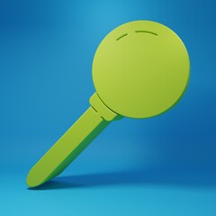 Green Push pin icon isolated on blue background. Thumbtacks sign. Minimalism concept. 3D render illustration