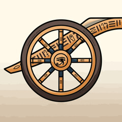 Fototapeta premium Close-up of a vintage wooden cannon wheel with metal accents.