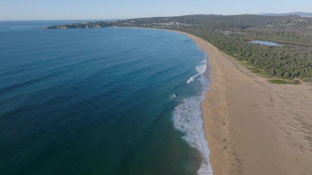 Drone shot of Tathra beach, NSW, Australia