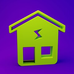 Green Smart home icon isolated on purple-blue background. Remote control. Minimalism concept. 3D render illustration