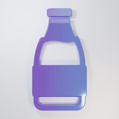 Purple-blue Closed glass bottle with milk icon isolated on grey background. Minimalism concept. 3D render illustration
