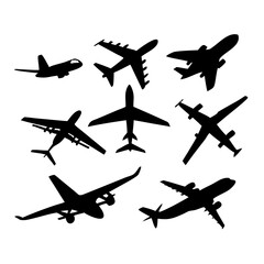 Airplanes Silhouettes & Airplane Icon Illustration
