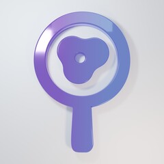 Purple-blue Fried eggs on frying pan icon isolated on grey background. Fry or roast food symbol. Minimalism concept. 3D render illustration