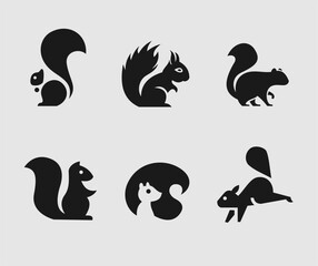Obraz premium set squirrel silhouette vector logo 
