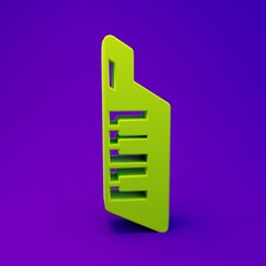 Green Keytar icon isolated on purple-blue background. Musical instrument. Minimalism concept. 3D render illustration
