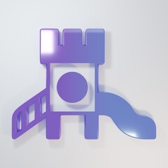 Purple-blue Slide playground icon isolated on grey background. Childrens slide. Minimalism concept. 3D render illustration