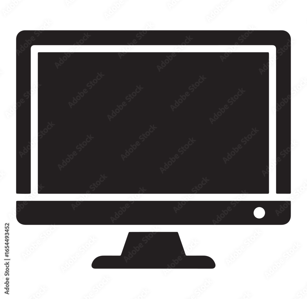 Poster minimalist black computer monitor icon representing modern digital technology and display