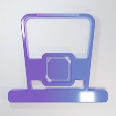 Purple-blue Leprechaun hat icon isolated on grey background. Happy Saint Patricks day. National Irish holiday. Minimalism concept. 3D render illustration