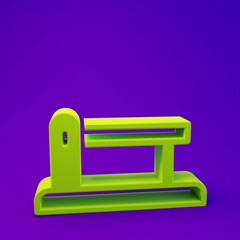 Green Railway barrier icon isolated on purple-blue background. Minimalism concept. 3D render illustration