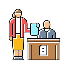 filing documents administrative assistant color icon vector illustration