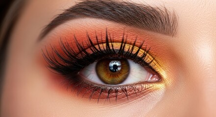 Fototapeta premium Close-up of eye makeup, warm tones