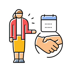 meeting scheduling administrative assistant color icon vector illustration