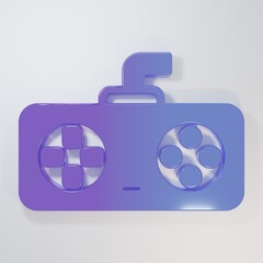 Purple-blue Game controller or joystick for game console icon isolated on grey background. Minimalism concept. 3D render illustration