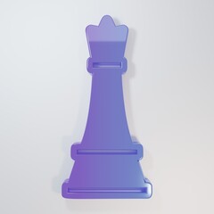 Purple-blue Chess icon isolated on grey background. Business strategy. Game, management, finance. Minimalism concept. 3D render illustration