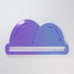 Purple-blue Sushi icon isolated on grey background. Traditional Japanese food. Minimalism concept. 3D render illustration