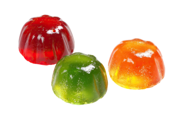 Three colorful gummy candies