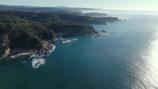 Aerial shot of the Sapphire coastline near Tathra, NSW, Australia