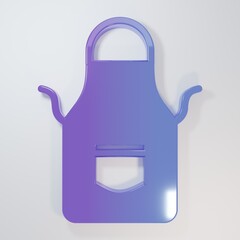 Obraz premium Purple-blue Blacksmith apron icon isolated on grey background. Protective clothing and tool worker. Minimalism concept. 3D render illustration