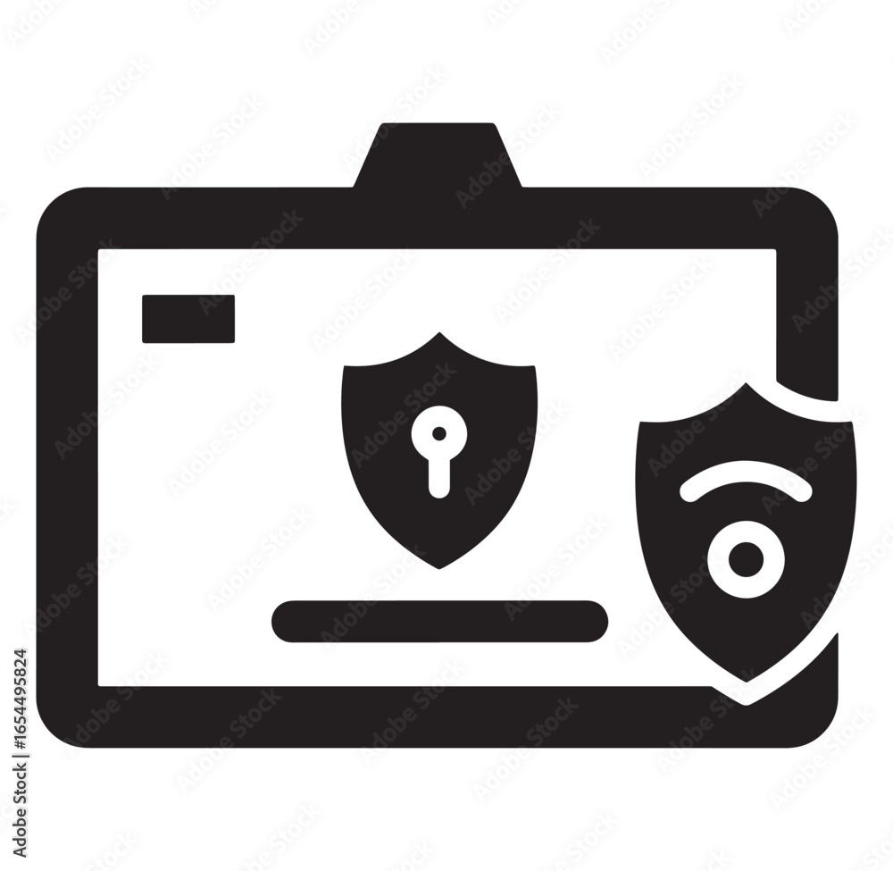 Poster secure folder icon illustrating data protection and privacy with shield symbols