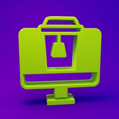 Green Online ordering and fast food delivery icon isolated on purple-blue background. Minimalism concept. 3D render illustration