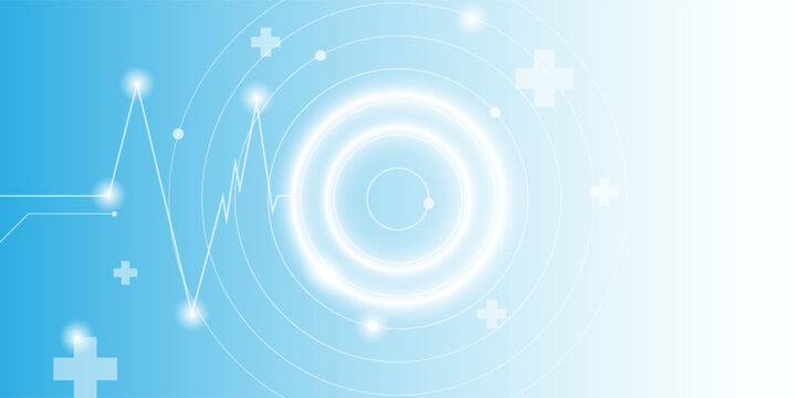 Health care medical science with icon digital technology world concept modern business. innovation, treatment, medicine. abstract about hi tech future blue background and medical research. vector.