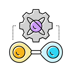 entanglement between two particles color icon vector illustration
