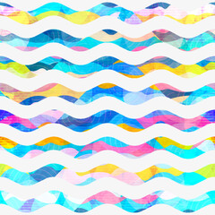 Aquatic Zigzag Glow Seamless pattern.