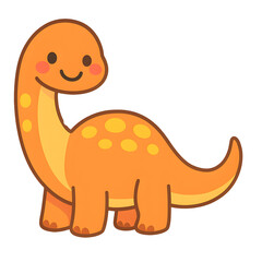 Fototapeta premium Cute Cartoon Dinosaur Vector Illustration, Kawaii Baby Dino Clipart PNG