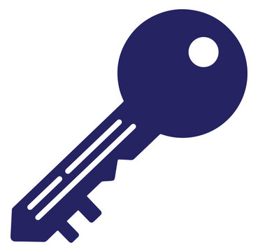 Simple vector illustration of a blue key isolated on a white background