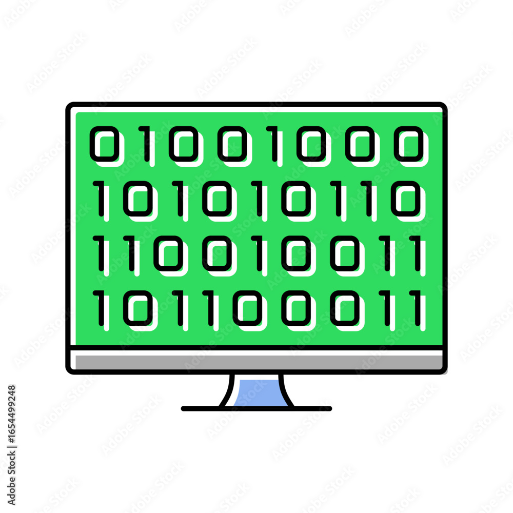 Poster computer code research development color icon vector illustration