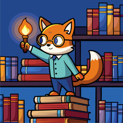 fox librarian with round spectacles
