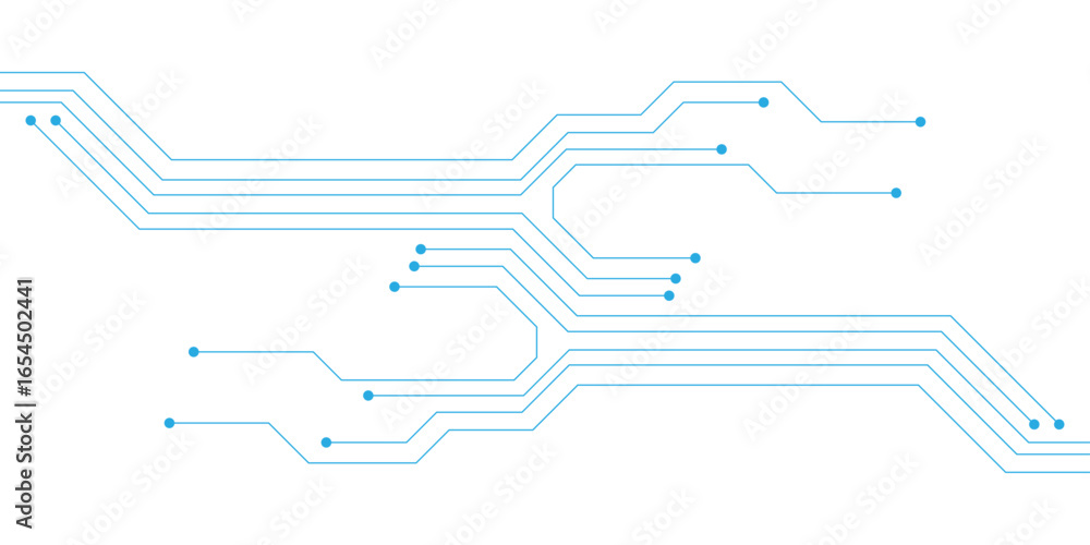 Poster technology blue circuit diagram on white background. high-tech circuit board connection system.vecto
