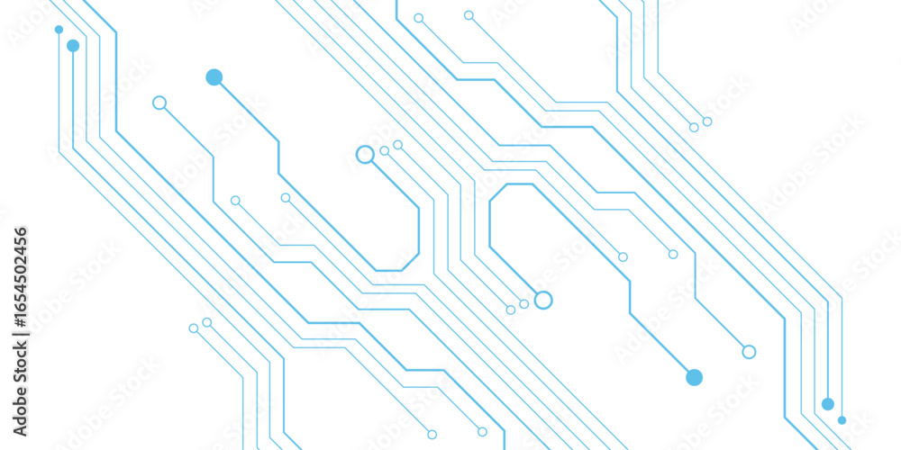 Poster technology blue circuit diagram on white background. high-tech circuit board connection system.vecto