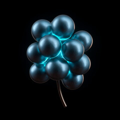 Metallic kumquat cluster in sleek silver isolated on black background