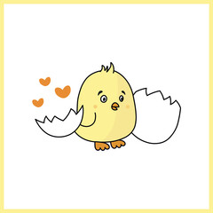 cartoon cute chick vector art for kids