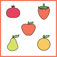 cartoon fruits list vector art for kids