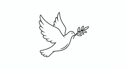 Dove carrying an olive branch in flight a symbol of peace