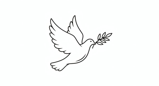 Dove carrying an olive branch in flight a symbol of peace