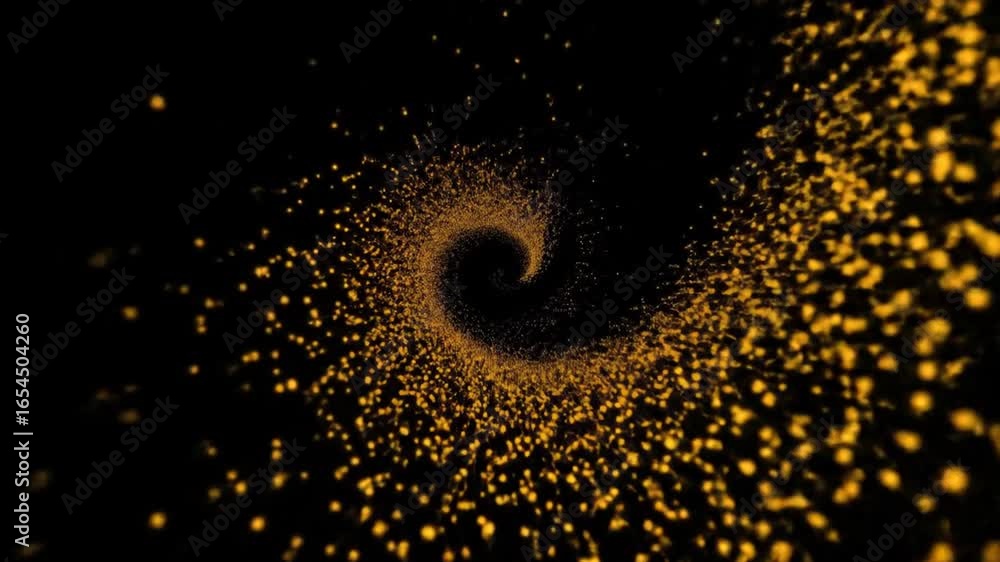 Poster abstract golden particles swirl animation with dark background for visual effects