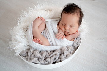 newborn baby, space for text, sleeping baby