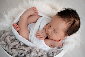 newborn baby, space for text, sleeping baby