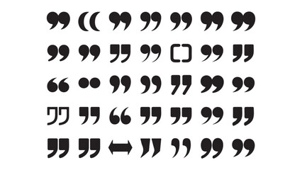 Modern quotation mark icon design, set of black and white quotation mark icon
