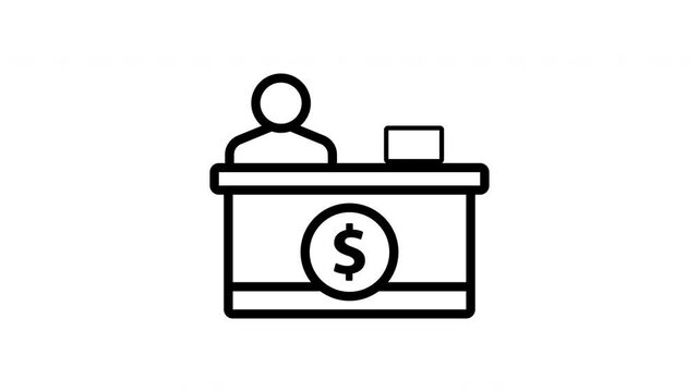 Animated Bank Teller Service Counter