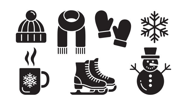 Winter themed icon set with seasonal elements