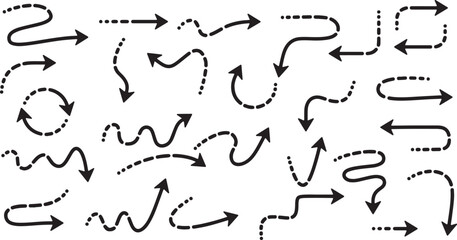 Black Arrow Brush Set – Vector, Direction, Navigation, Pointer, Guide, Brush Stroke, Graphic, Symbol, Curved, Abstract, Hand Drawn, Doodle, Isolated, Icon, Design Element, Path, Marker, Sketch