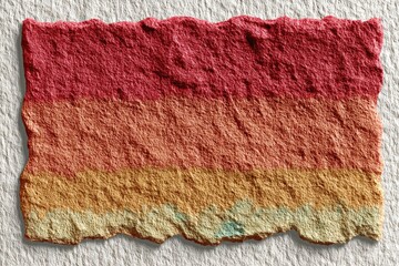Textured flag design in reds, oranges, and beige