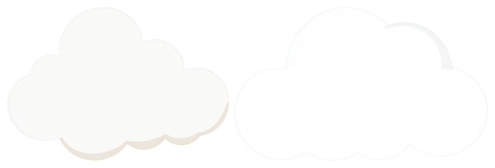 Fototapeta premium PNG Cartoon clouds with white background, element set on transparent background