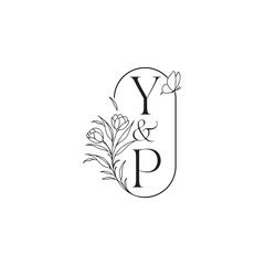 YP letter luxury minimalist logo design wedding initial concept alphabet caligraphic style monogram