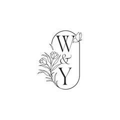WY letter luxury minimalist logo design wedding initial concept alphabet caligraphic style monogram